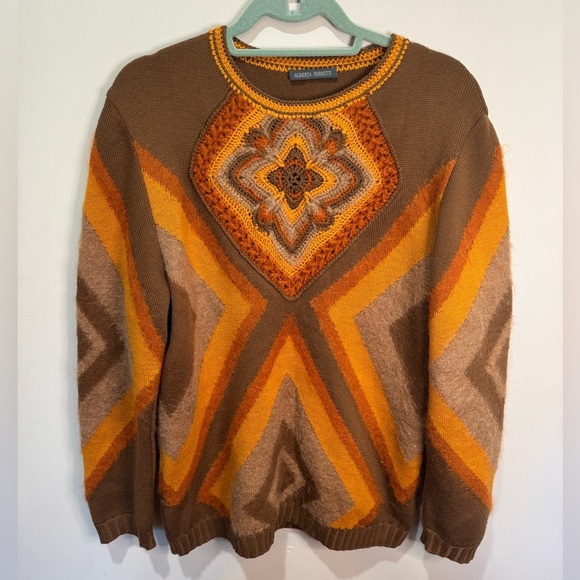 Alberta Ferretti Geometric Print Wool Sweater Size 4 - Picture 1 of 9